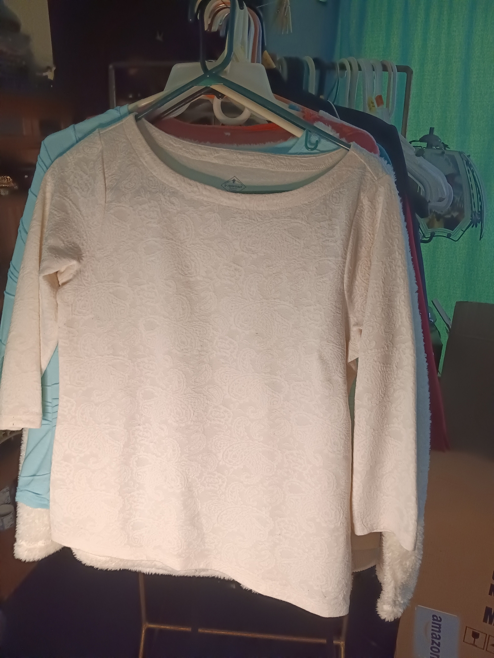 St. John's Bay Cream Textured Scoop-Neck Top